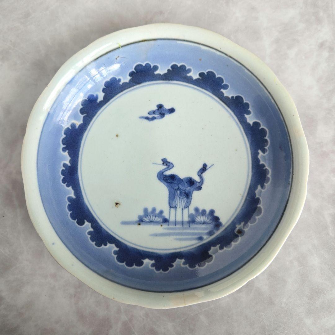 古伊万里　染付　六寸皿　江戸時代　骨董　アンティーク　金継ぎ　有田焼　九谷焼