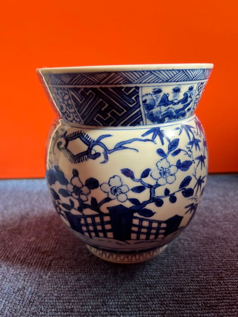 1233 平安徳永　青花染付　水指