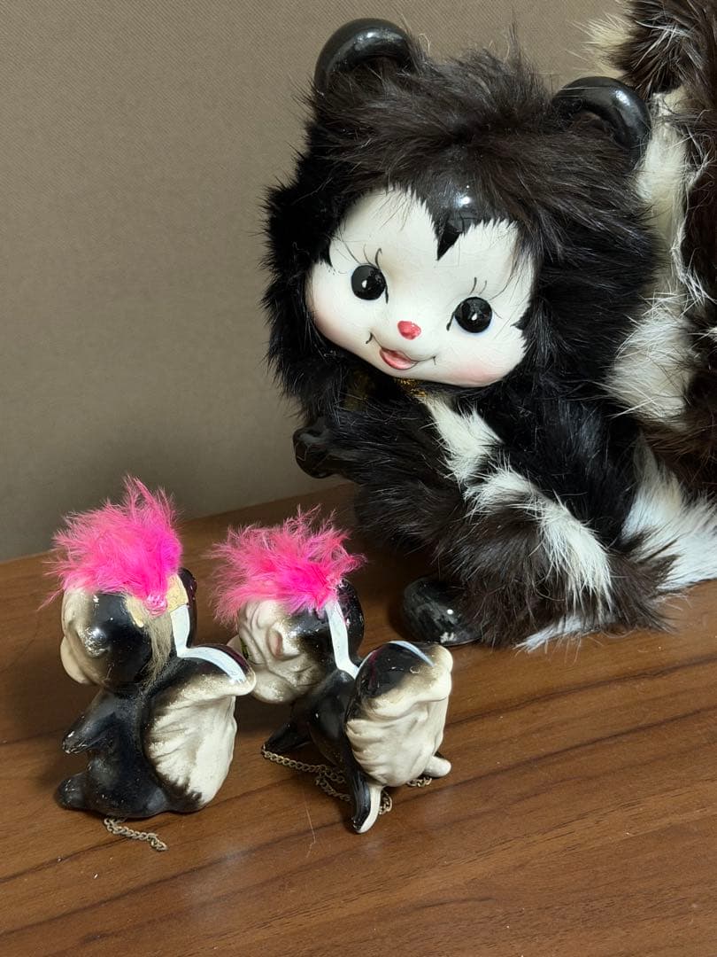 陶器❤️スカンク3個　フィギュリン　昭和レトロ 入手困難