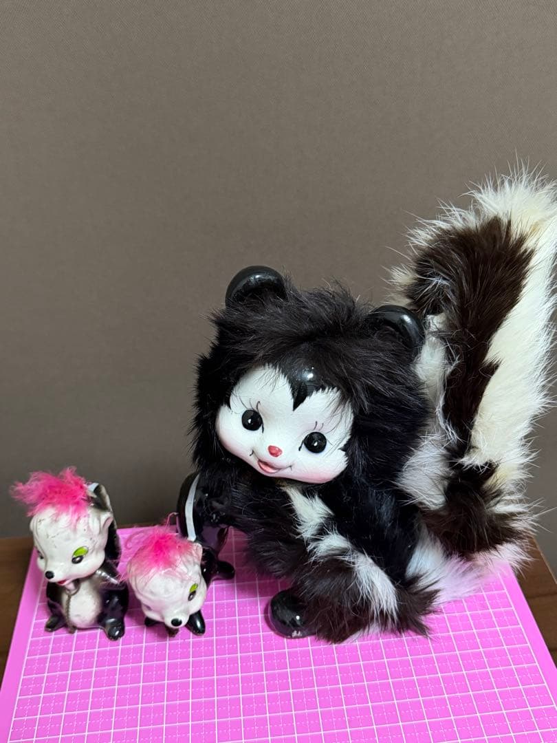 陶器❤️スカンク3個　フィギュリン　昭和レトロ 入手困難