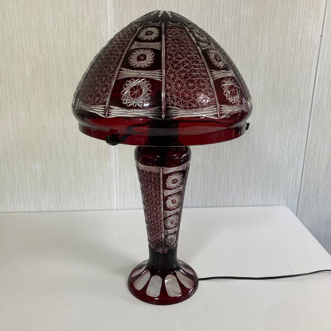 切子 卓上 テーブルランプ 昭和レトロ キノコ型 ガラス