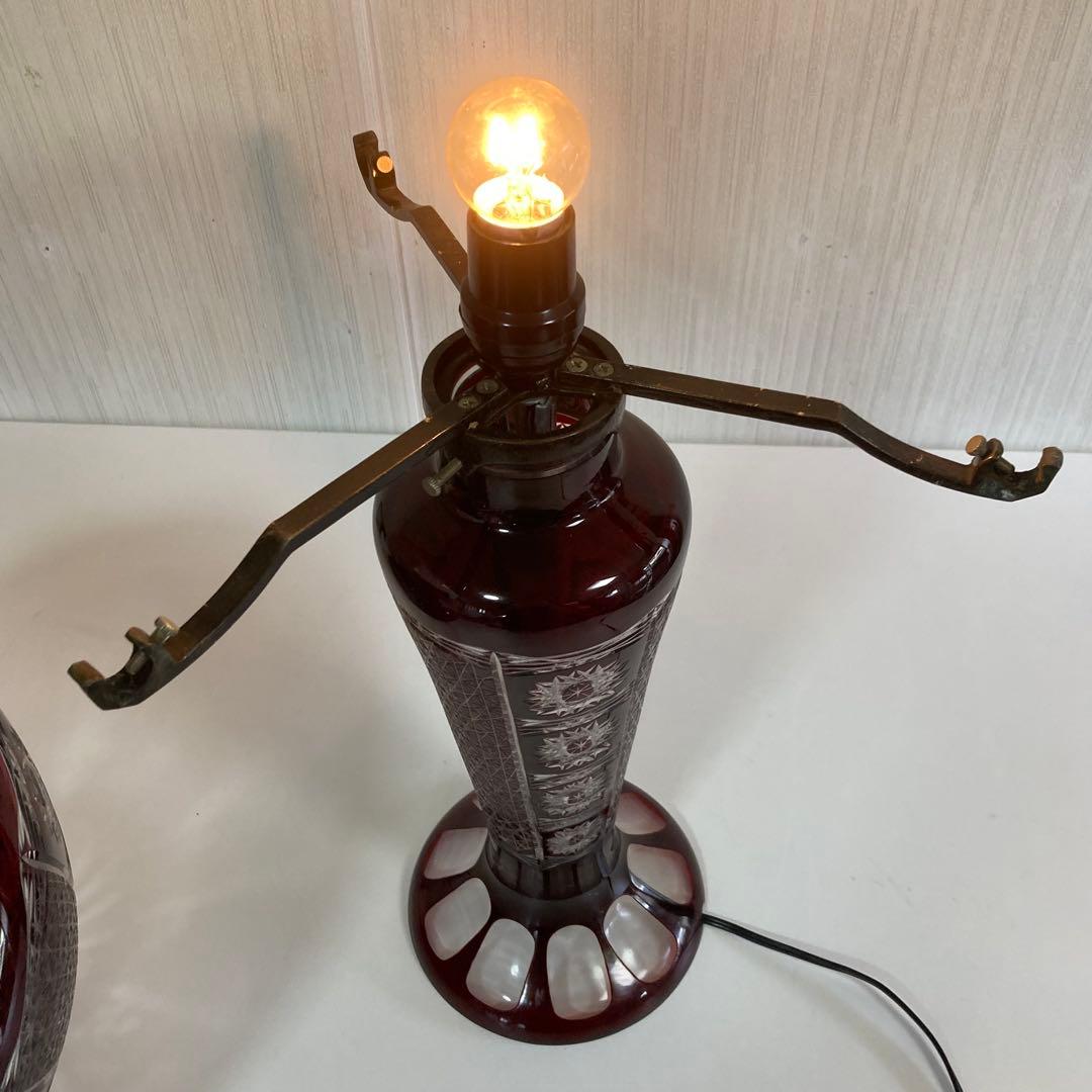 切子 卓上 テーブルランプ 昭和レトロ キノコ型 ガラス