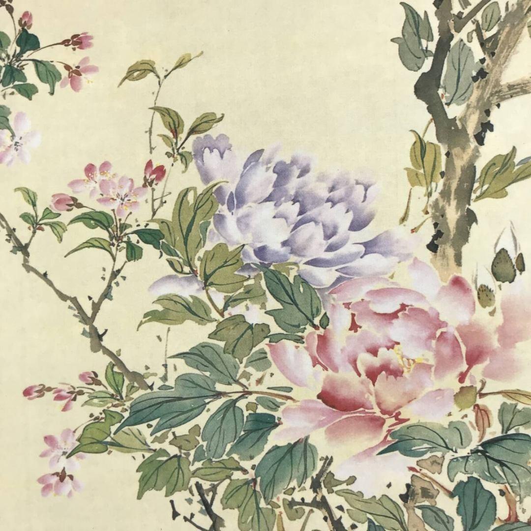 複製/野口小蘋/牡丹図/工芸品/木蓮/花図/花鳥図/掛軸☆宝船☆AK-224