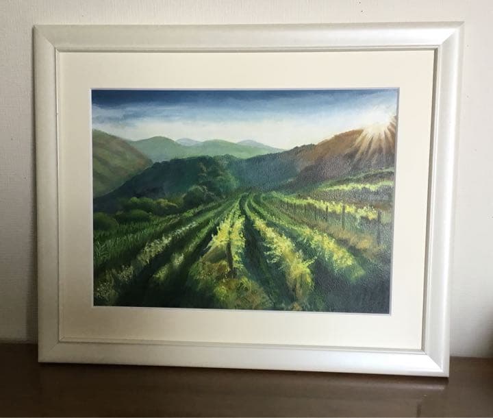 油絵　「　ブドウ畑の陽光　」原画