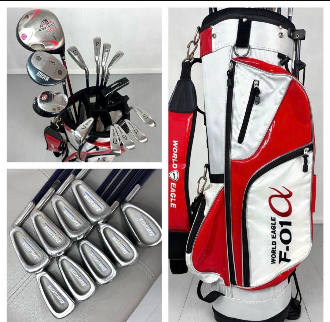 ゴルフクラブ　セット 赤/白 キャディバッグ付き