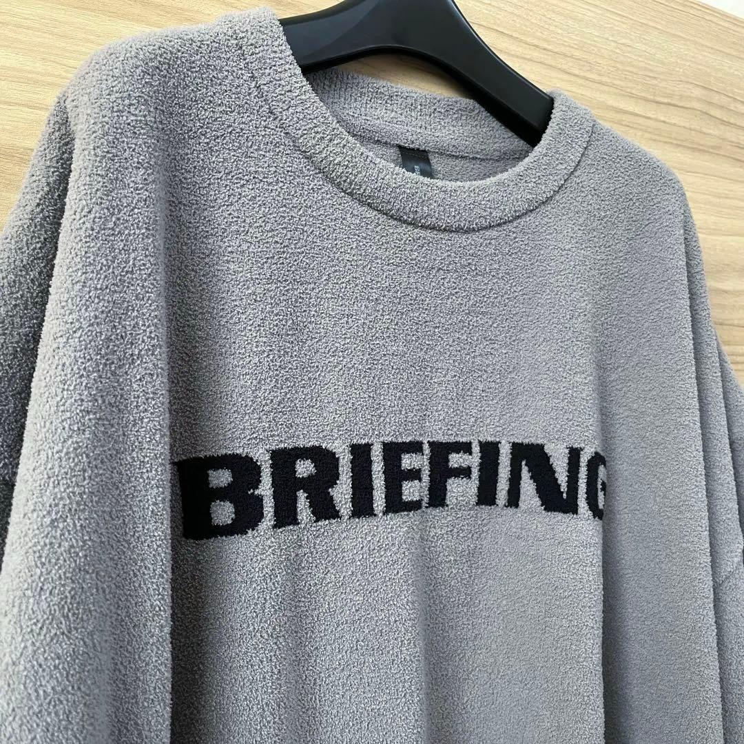 美品★BRIEFING GOLF ROOM もこもこニットTシャツ 灰×黒 M