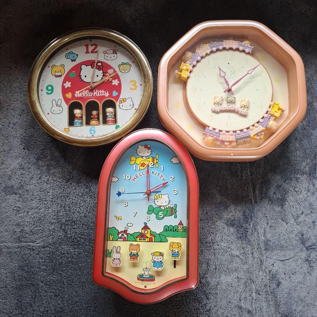 希少激レアHello Kitty キャラクター時計 動く人形付き