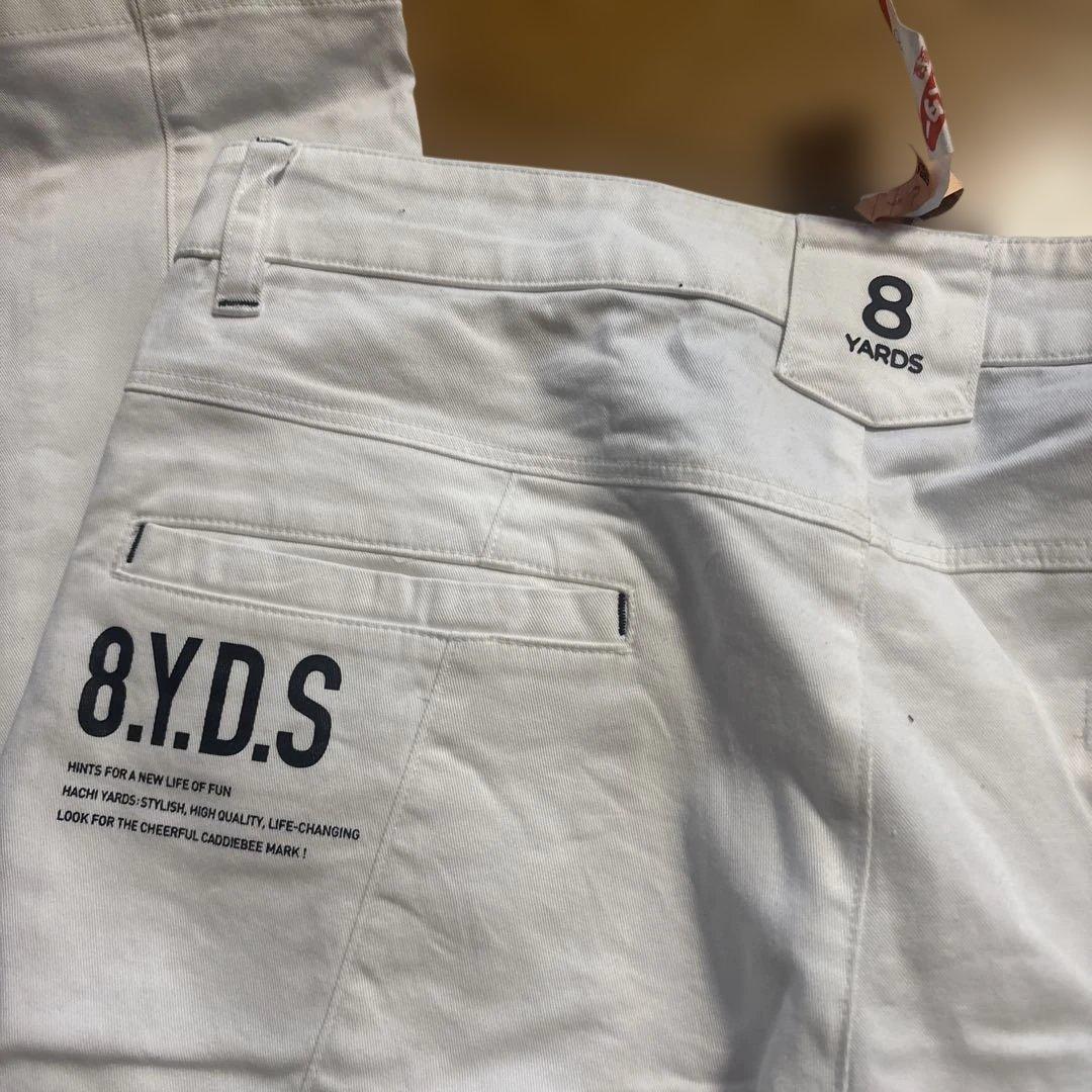 8YARDS ハチヤーズ ストレッチ ゴルフパンツ 白×黒 XL