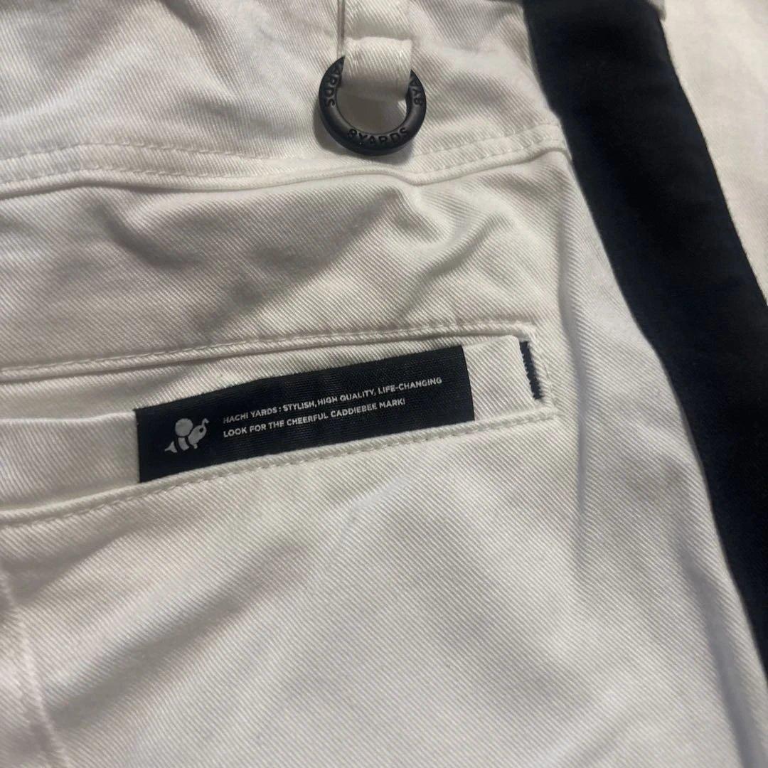 8YARDS ハチヤーズ ストレッチ ゴルフパンツ 白×黒 XL