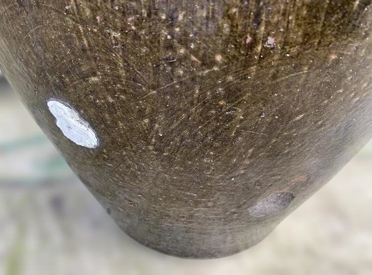 古薩摩 苗代川焼 四耳壷 黒酢壷 古民具 庭造 水瓶 甕壺 花華 釉薬