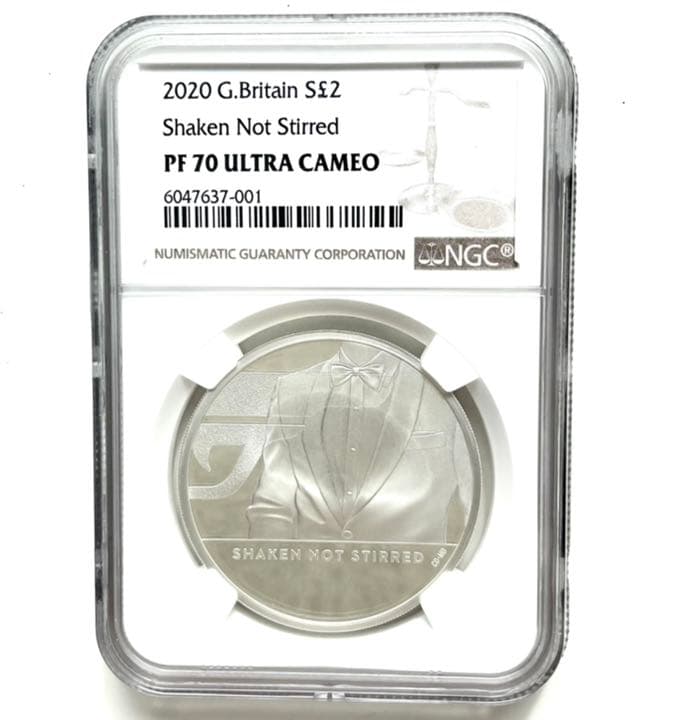 NGC最高鑑定PF70★2020イギリス2ポンド銀貨007オリジナルBOX付き⑦