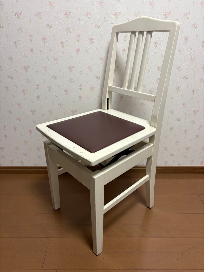 YAMAHA トムソン椅子　No.5 ホワイト　アップライト　ピアノ椅子