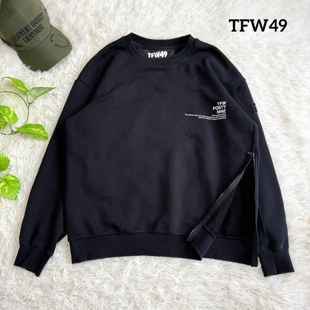 【tfw49】美品 トレーナー ワッペン ブラック 2サイズ メンズ