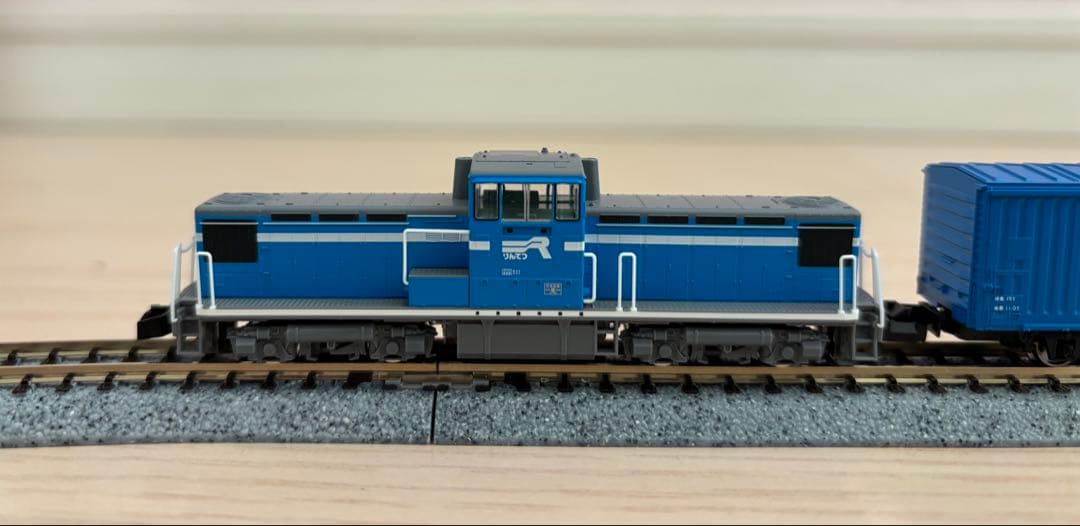 Nゲージ鉄道模型 青い貨物列車セット（ディーゼル機関車＆貨車14両）