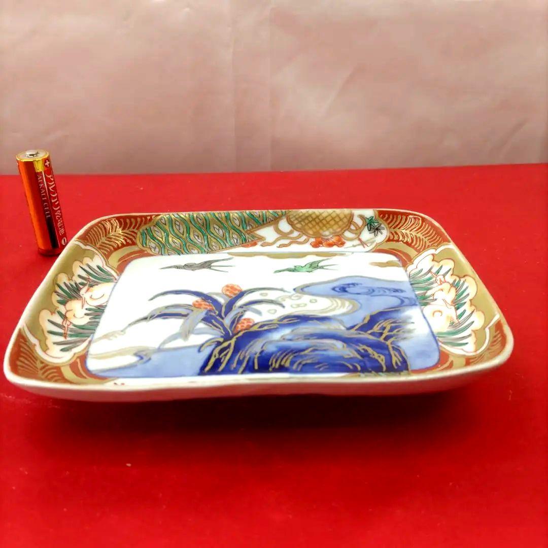 有田焼　伊万里焼　古伊万里　金彩　色絵　小皿　角皿　長角皿　5客セット