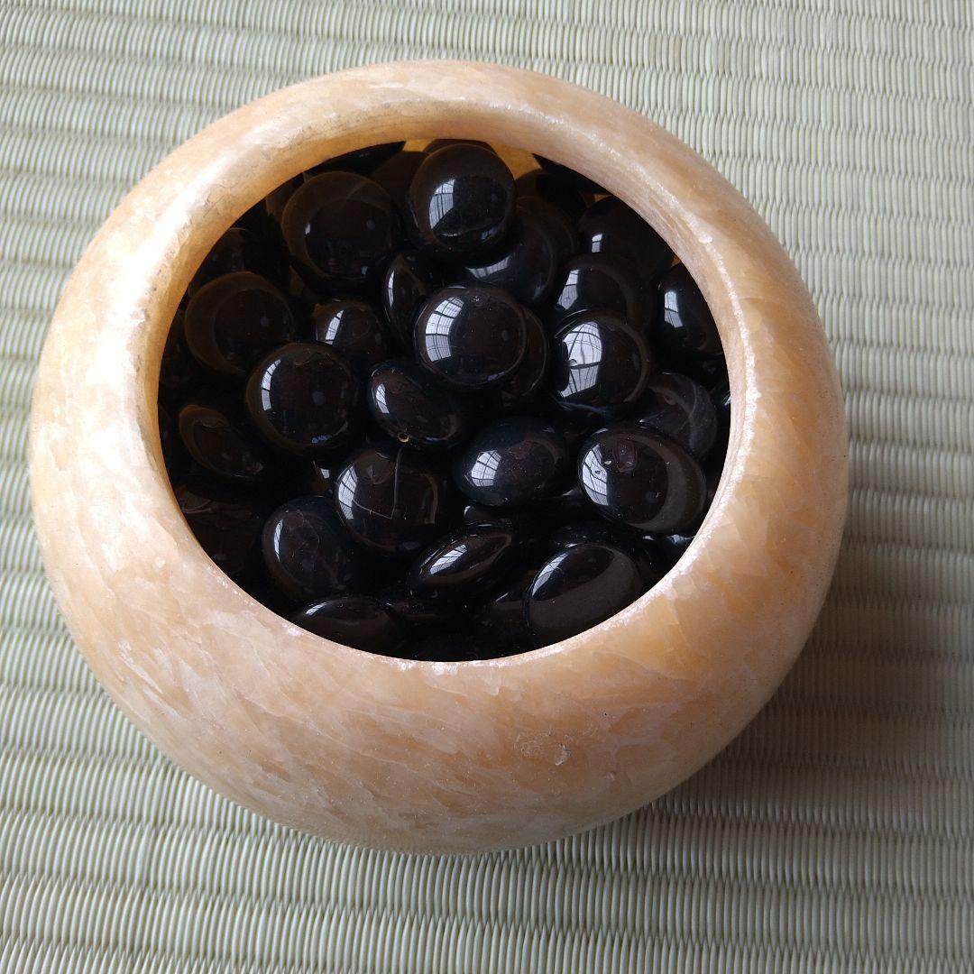 3*3様 瑪瑙(メノウ)碁石 大理石碁笥(ゴケ)