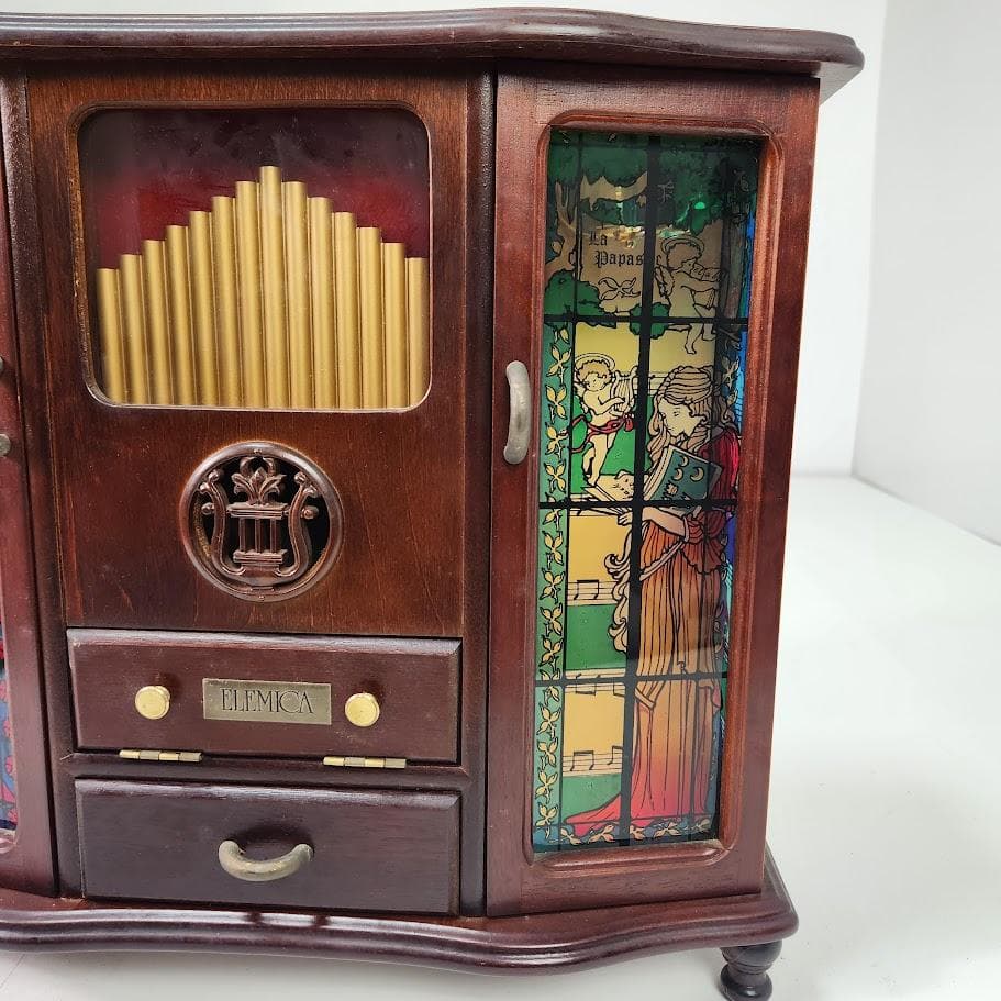 ELEMICA ジュエリーボックス オルゴール付き 木製 昭和レトロ