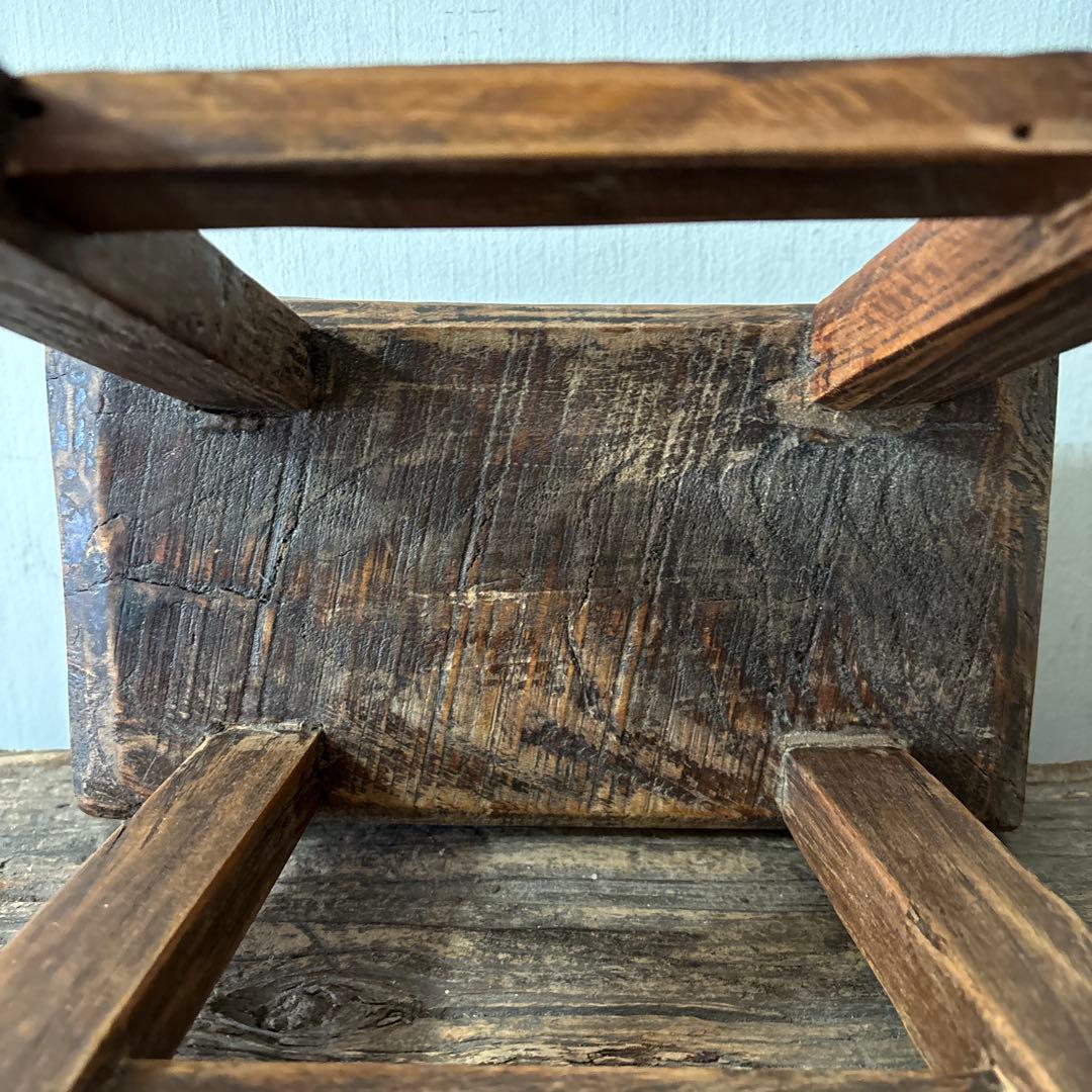 朝鮮　李朝　中国　その2 木製小さな踏み台　肘掛　花台　スツール　古民具　骨董