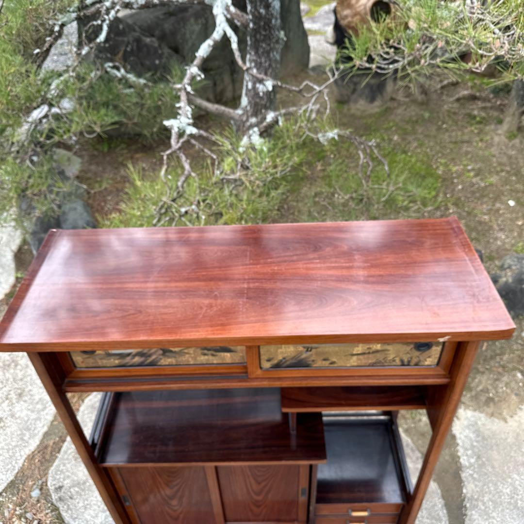 茶棚 茶箪笥 蒔絵 金彩 豪華 金厚塗り 立体感 重厚感 銘：玉水 螺鈿iso※