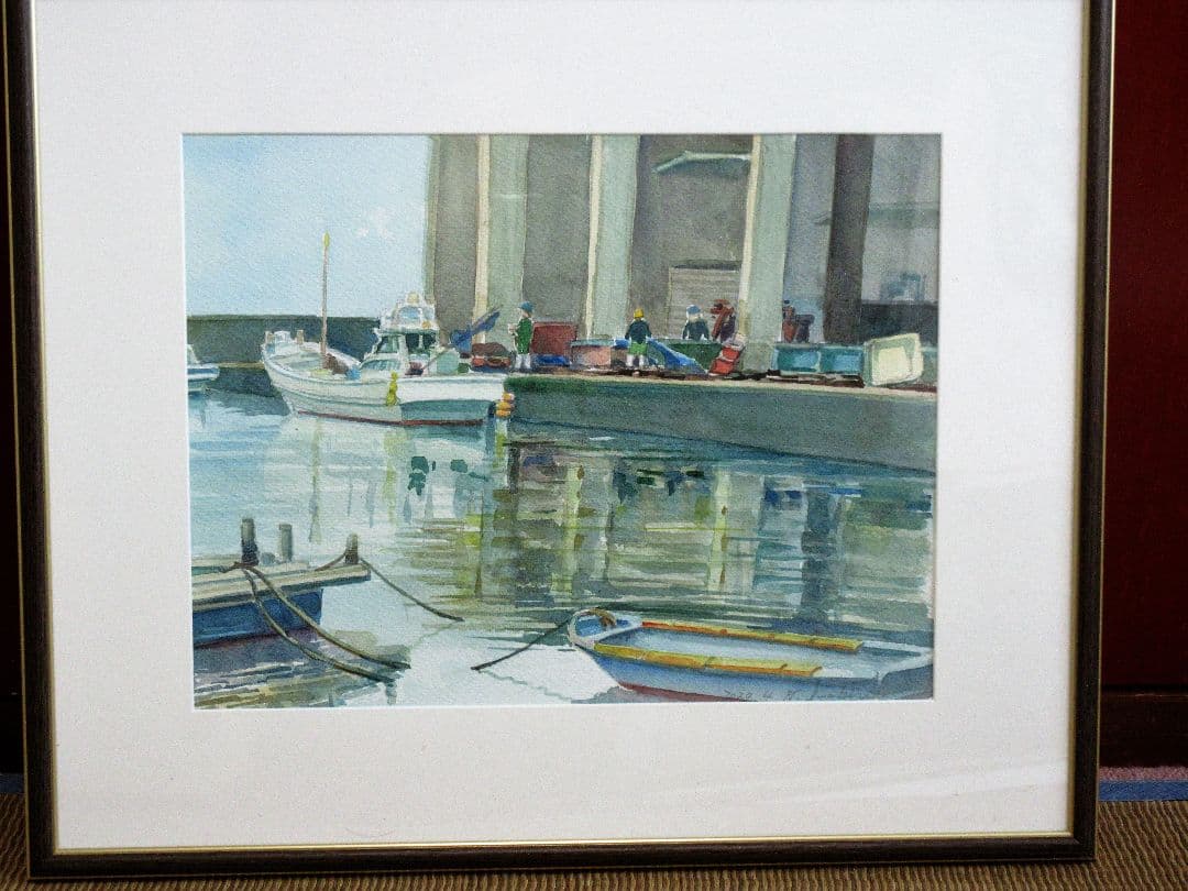 水彩画「漁港市場」