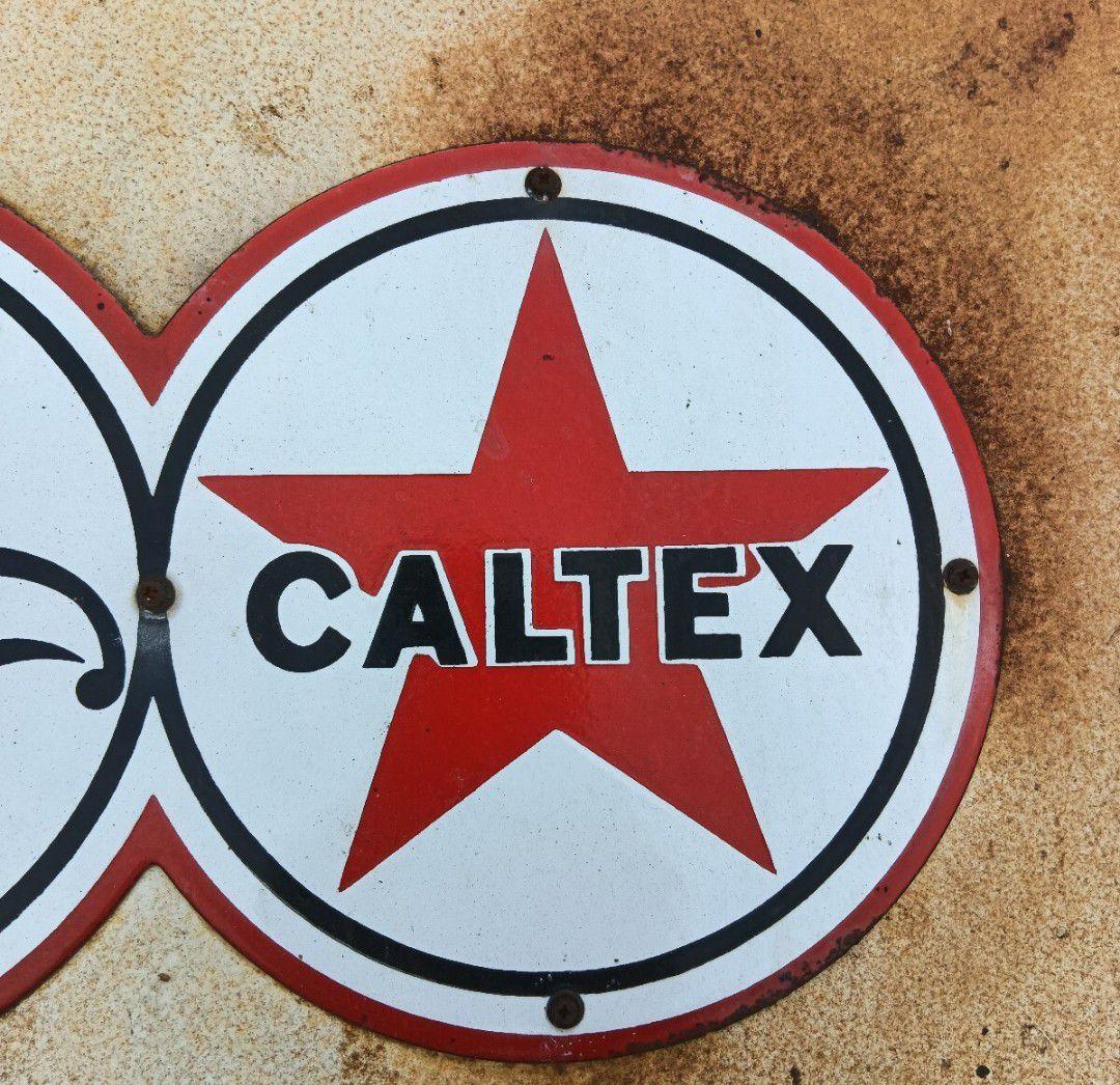 【激レア！】CALTEX 琺瑯看板　 昭和レトロ 当時物　カルテックス