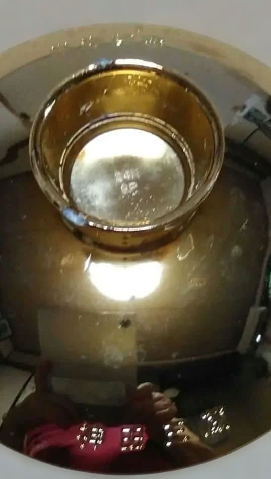 金杯丸型オブジェ 寿の刻印有り(直径約10cm)記念木箱蓋金字記名(新品未使用)