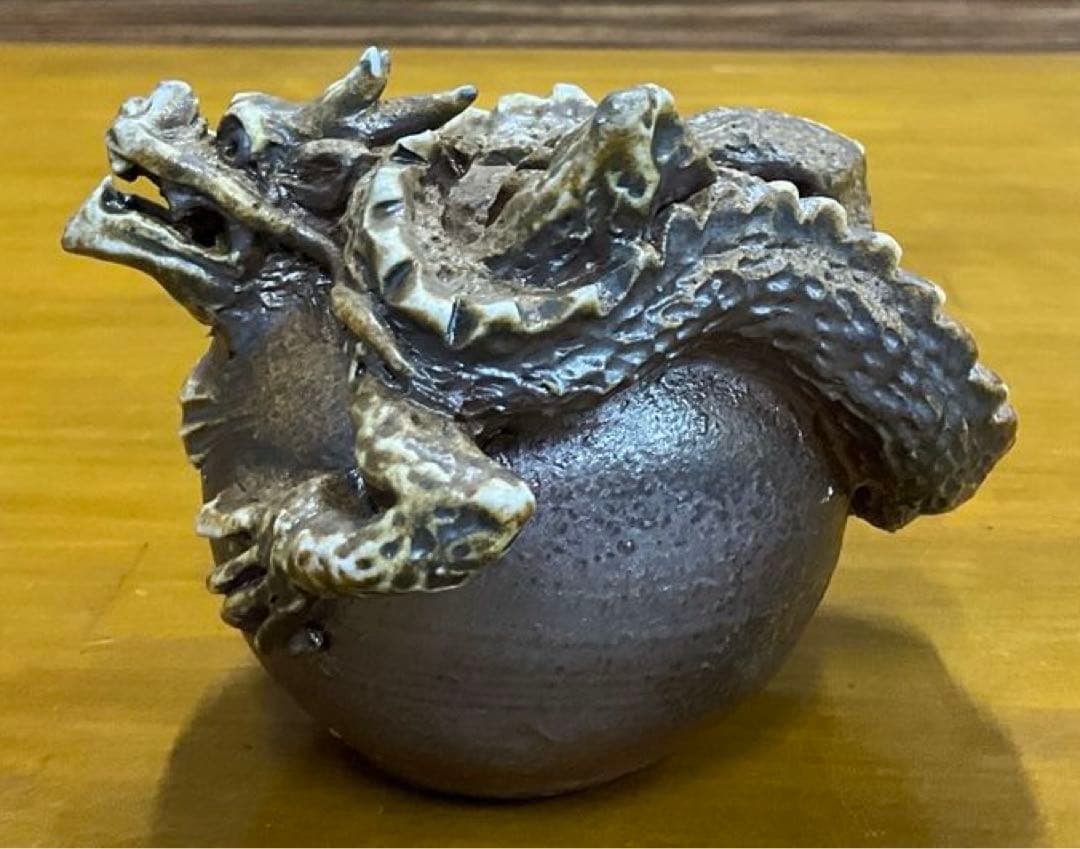 水滴　茶道具　備前焼　龍　石田安弘作　共箱・共布付き