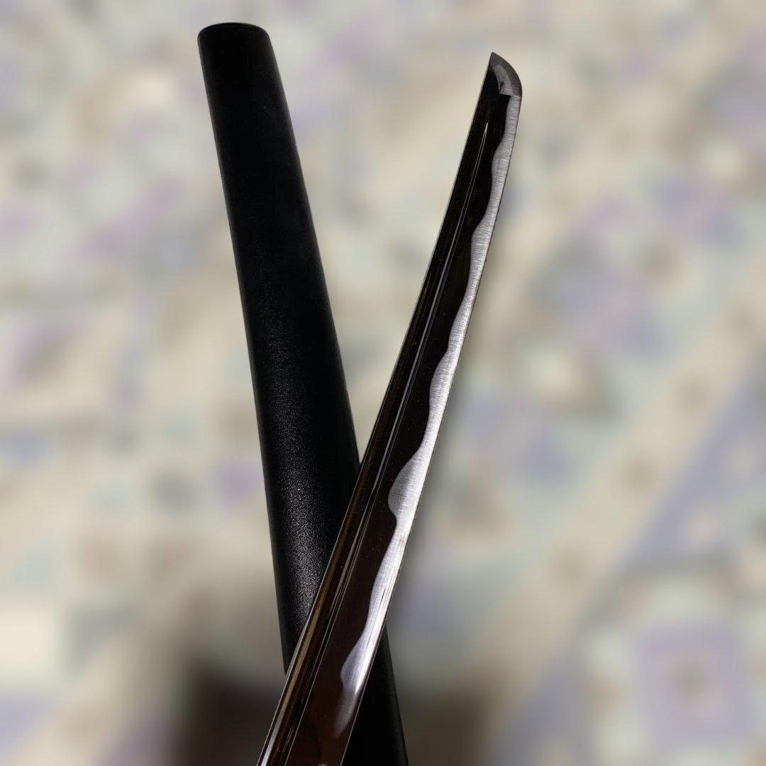 高級長刃居合刀 黒柄 八丸角透し鍔 黒梨地鞘