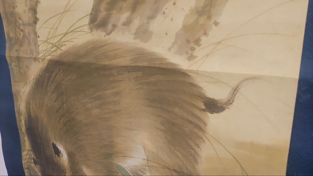 ご希望額まで値下げ～@動物日本画3本『猛虎・夫婦孔雀・猪』 絹本肉筆の掛軸