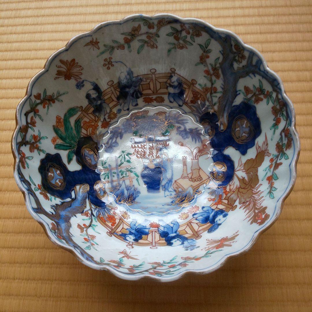 A 202 古伊万里 桜花唐子文色鉛筆鉢