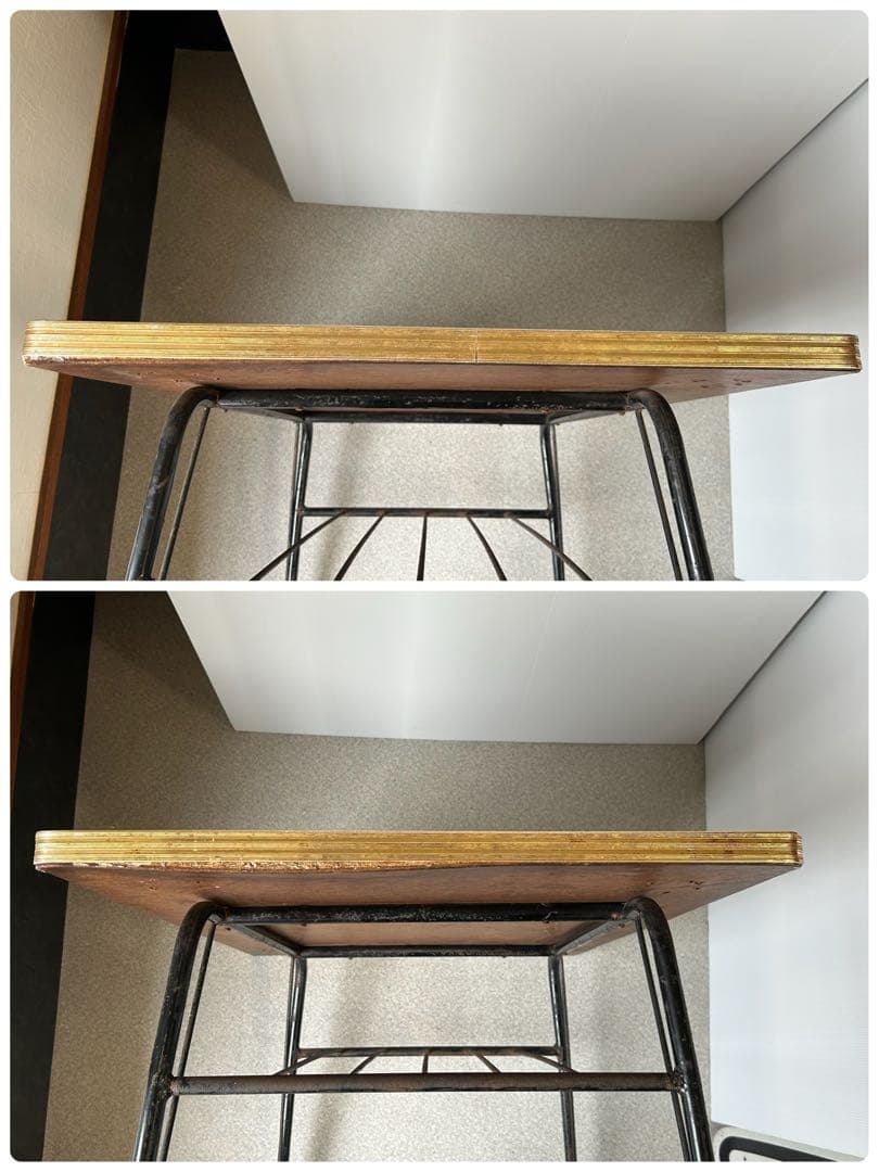 ヴィンテージ　昭和レトロ　鉄脚テーブル　作業台　ダイニング　机ミッドセンチュリー