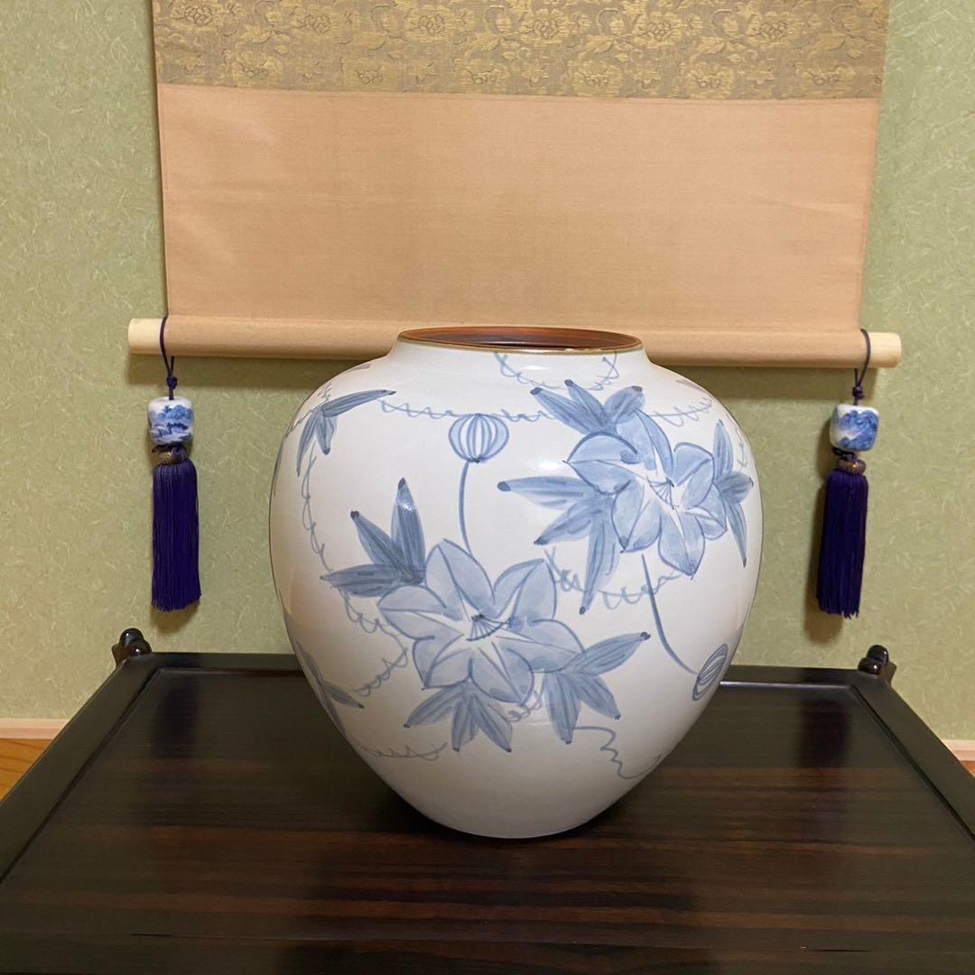 【九谷焼 8号花瓶 鉄仙】新品 花器 壺 床の間 フラワーベース