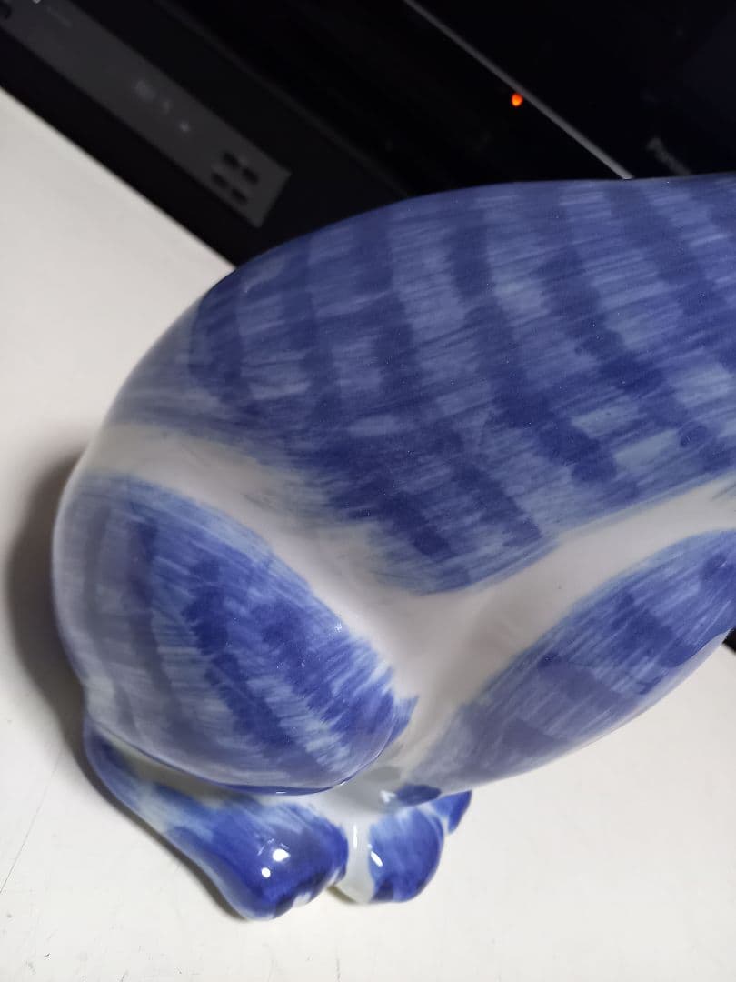 イタリア製　ビンテージ　陶器　手彩色　蝶ネクタイ　座り猫　オブジェ