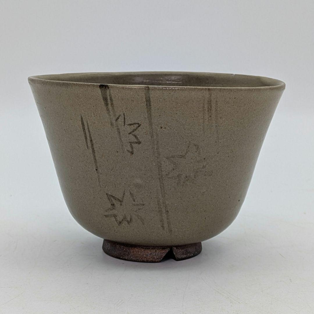 森香州？ 虫明焼 茶盌 抹茶碗 抹茶茶碗 茶道具 茶器 食器 在銘 鉄絵 切高台