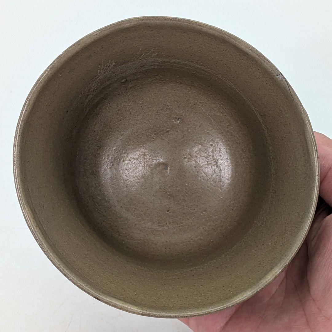 森香州？ 虫明焼 茶盌 抹茶碗 抹茶茶碗 茶道具 茶器 食器 在銘 鉄絵 切高台
