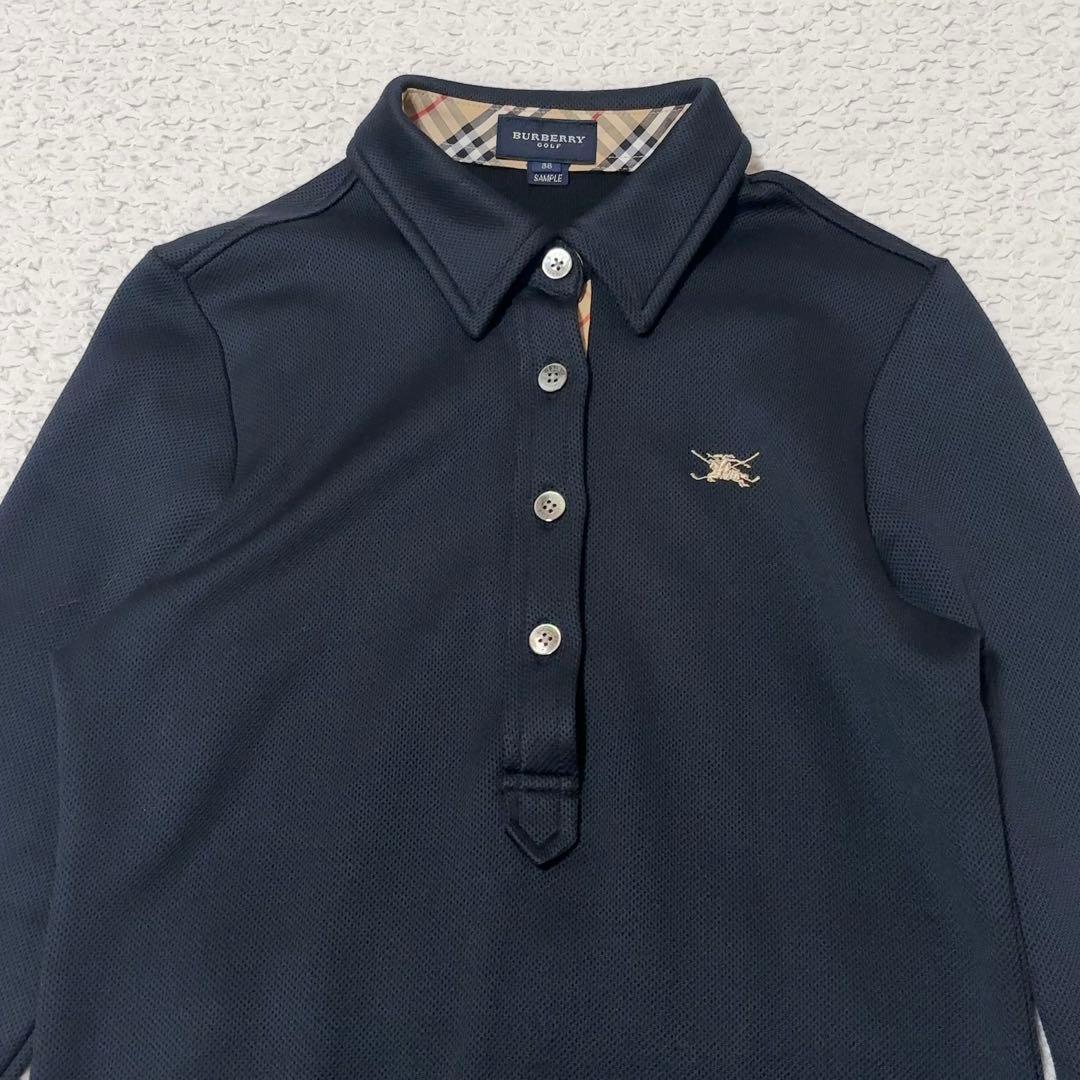 バーバリー ゴルフ ノバチェック ポロワンピース ゴルフウェア ネイビー M 紺
