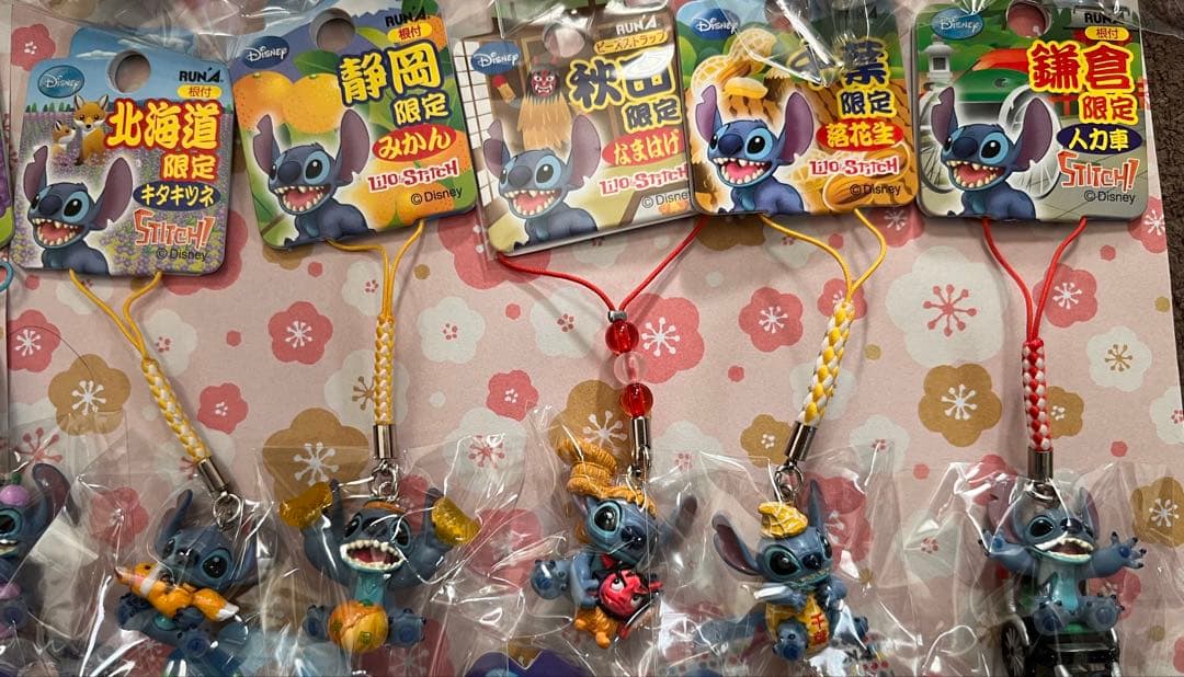 激レア◎ご当地スティッチ50個セット◎北海道限定等◎根付・ビーズストラップ