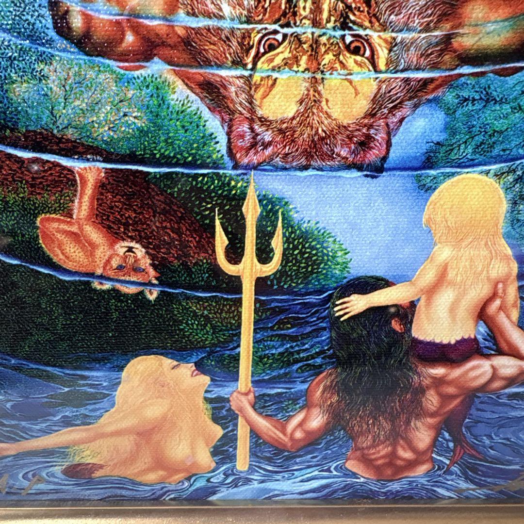 海童　KAIDO 石井浩一　リトグラフ　ライオン　人魚