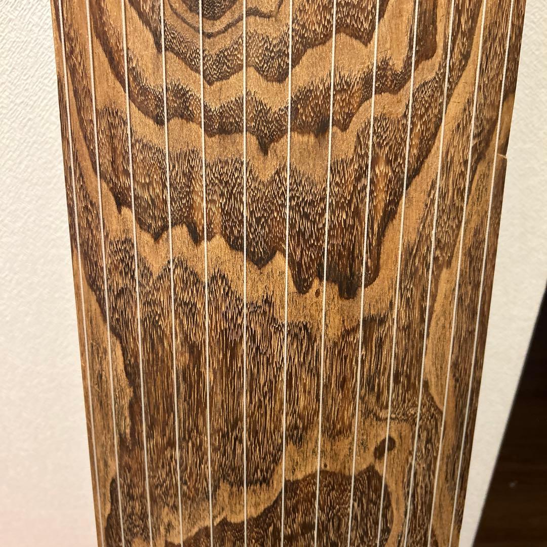 琴 箏 13弦 並甲 上角巻 蒔絵 すだれ彫　鶴　日の丸