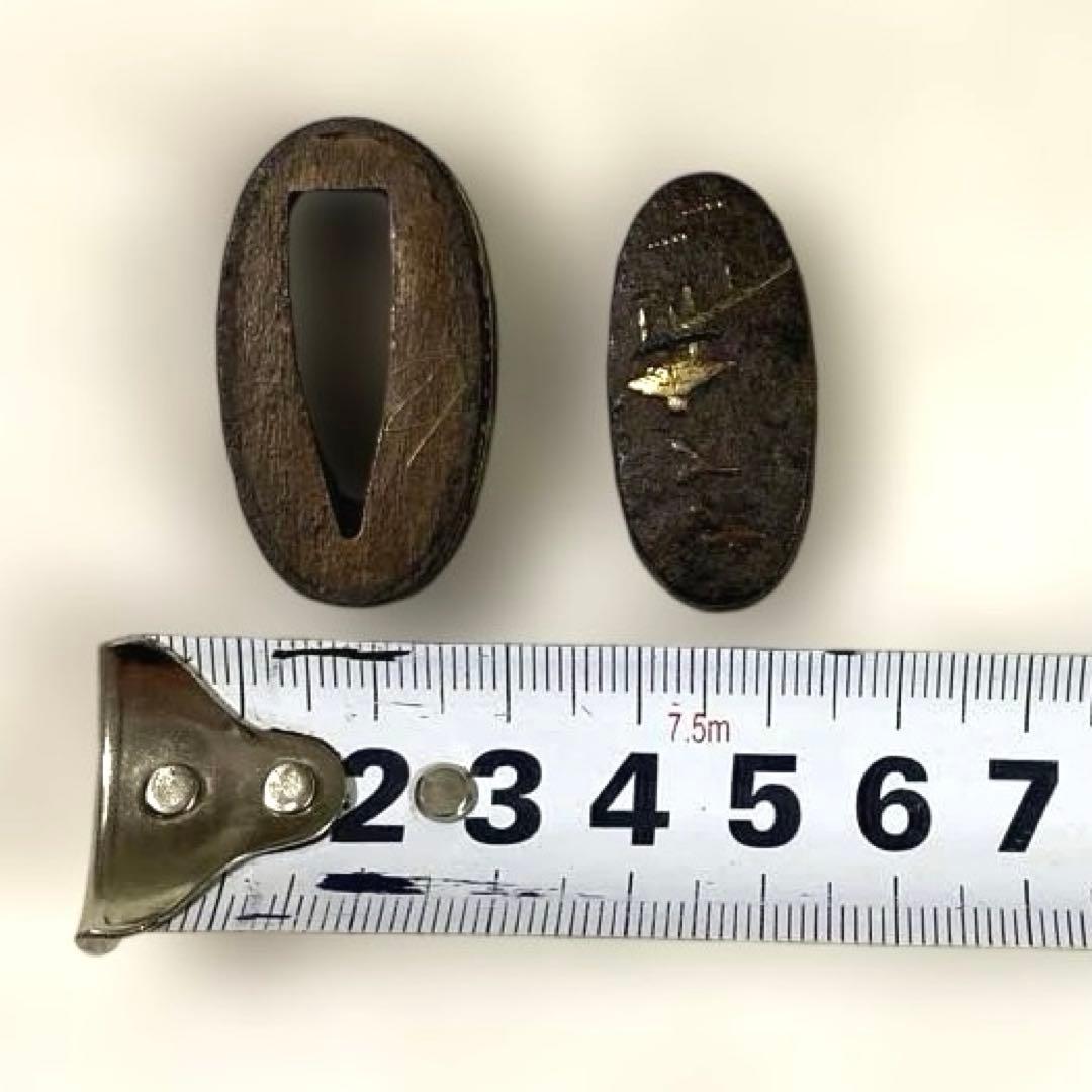 B-75 縁頭　金象嵌　武具　刀装具　骨董品　時代物　日本　美術品　工芸品