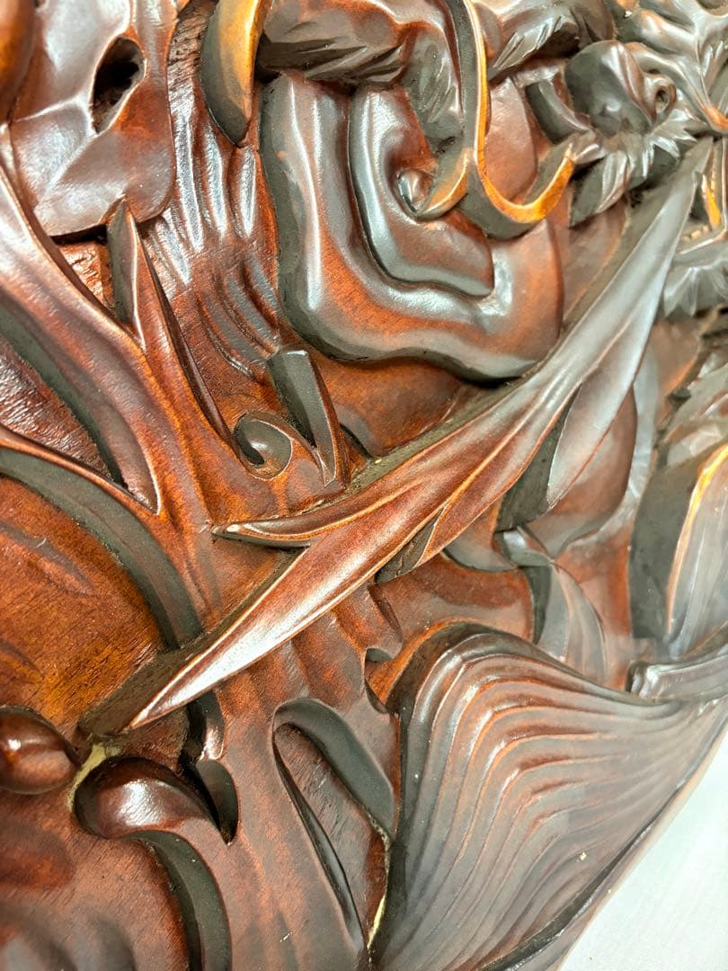 欄間　額　龍　厚彫　彫刻　アンティーク　骨董