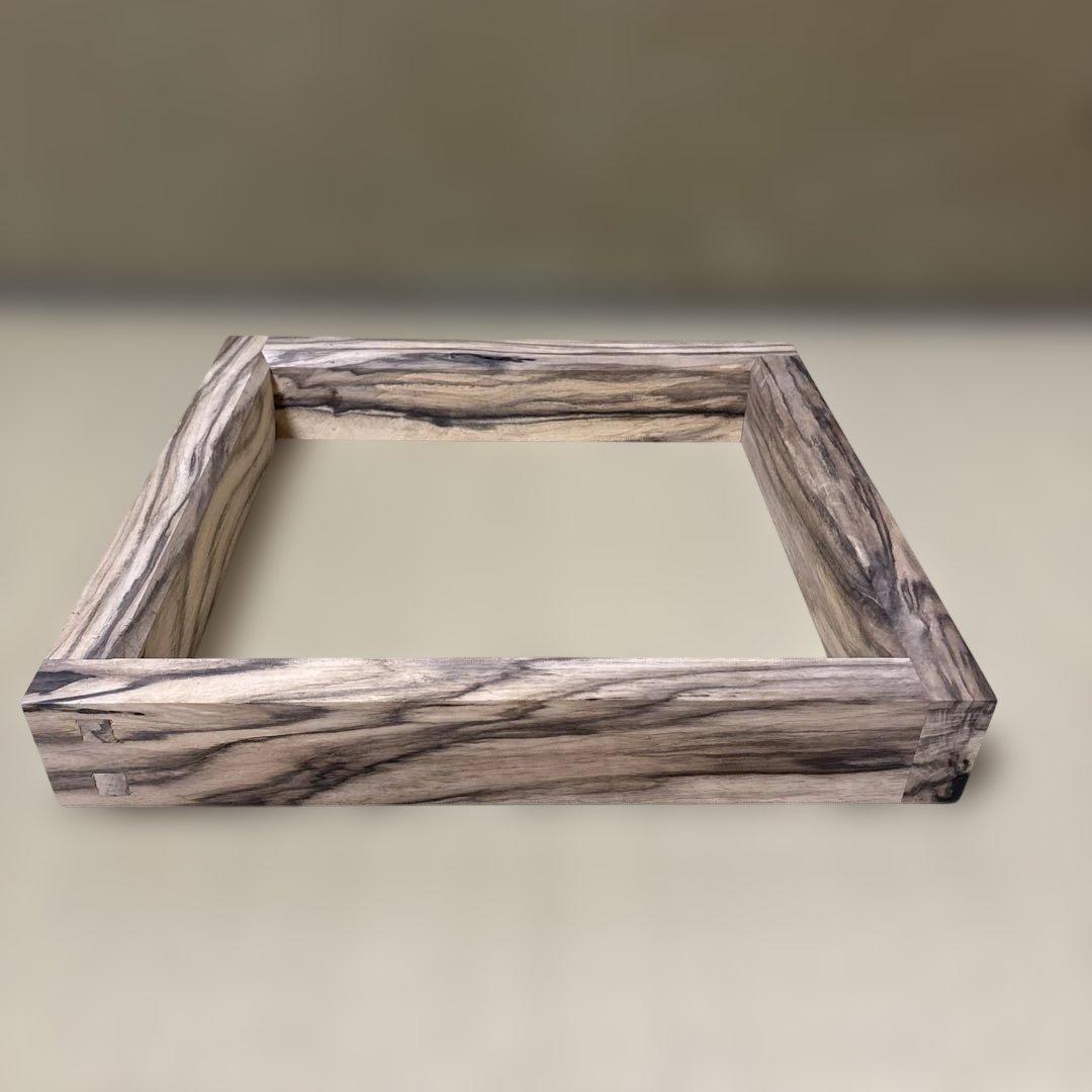 【茶道具】雄斎造　黒柿炉縁（共箱）★送料込★