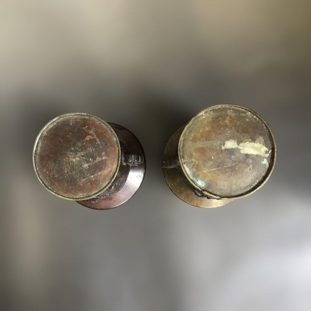 銅製花器　2個 唐金　花入　銅器