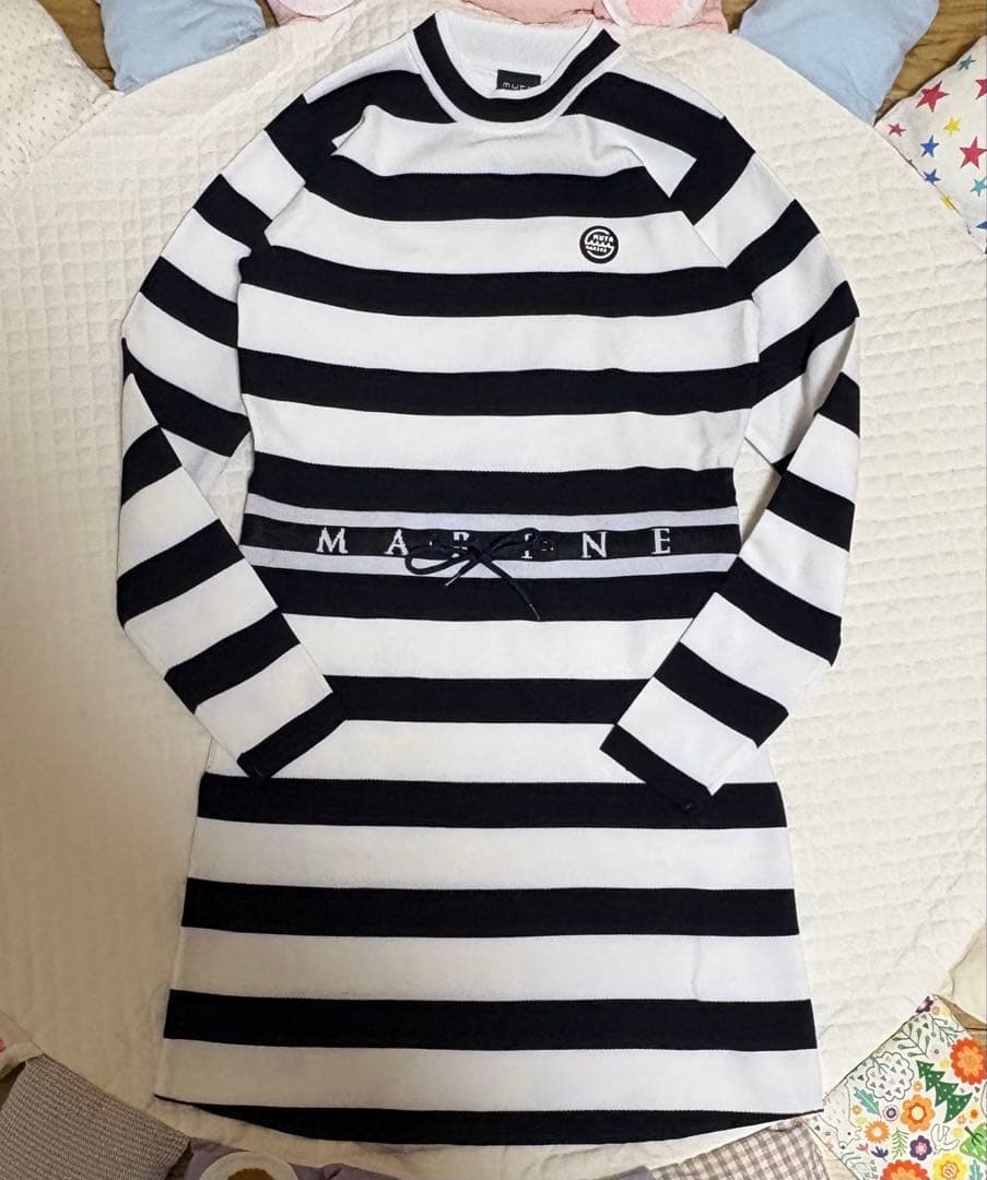 《美品》muta MARINE GOLF ボーダーニットワンピース ゴルフウエア