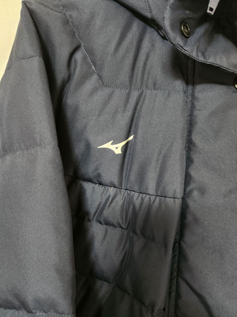 MIZUNOミズノフード付きロングコート ネイビー紺XL　ダウンベンチコート