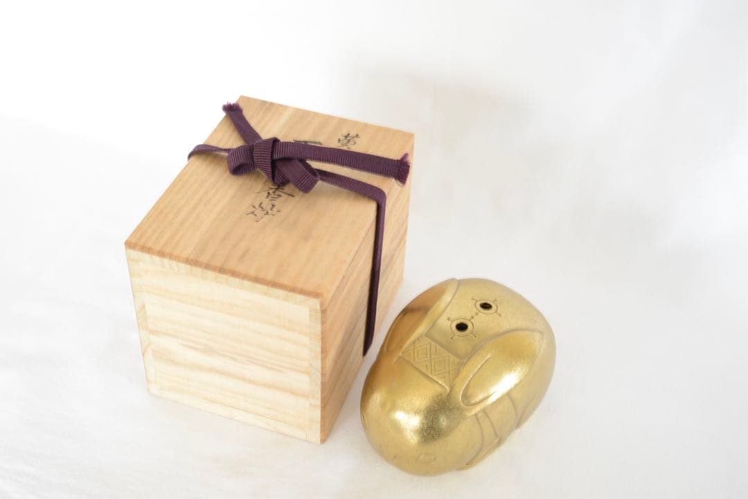 お値下げしました！蓮田修吾郎作花咲兎　黄銅　香炉　木箱付き