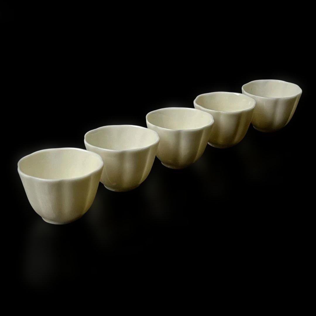 唐物 白南京 白磁 稜花形煎茶碗 五客 白釉碗 中国美術 古玩 SH20