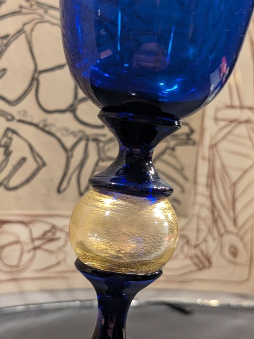 ベネチアンゴブレット-ブルーフルート-オリジナルムラーノグラス