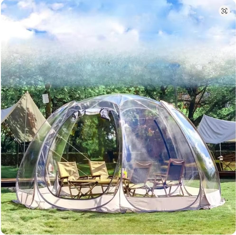 冬でも暖房いらず！透明ドーム型ポップアップテント4～8人用 対角4m
