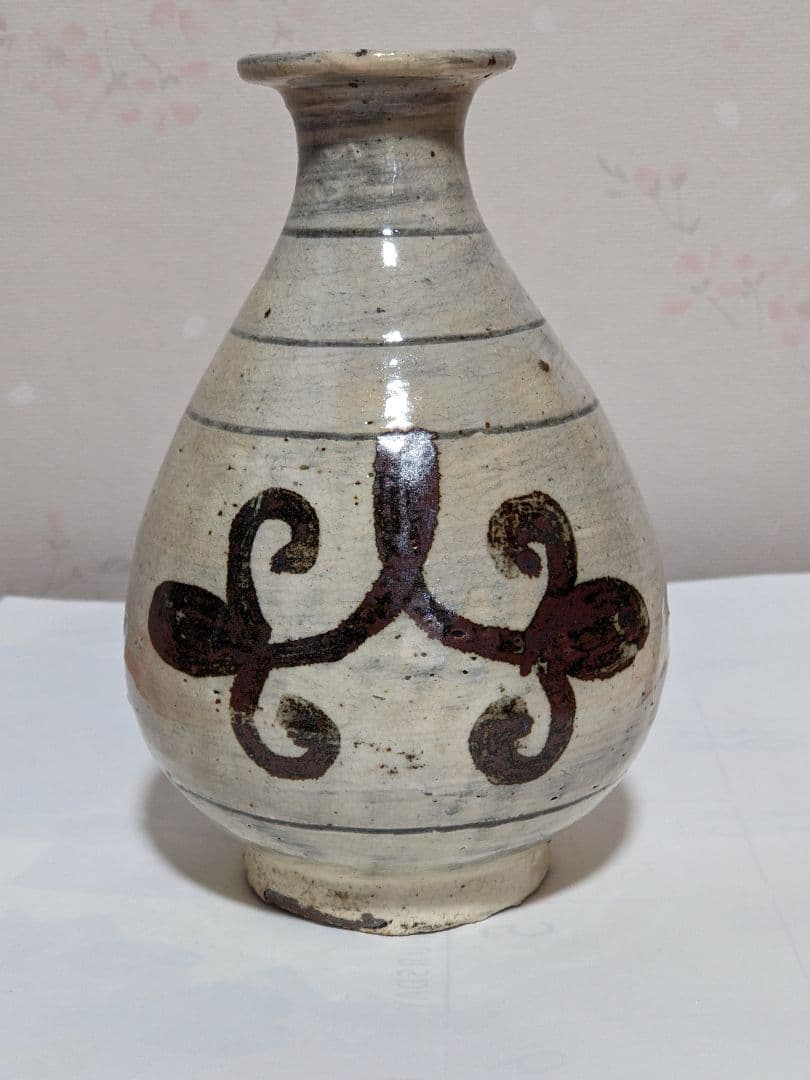 ♦朝鮮陶磁 鶏龍山 粉青沙器 鉄絵刷毛目徳利 酒器 置物飾り 古美術骨董品